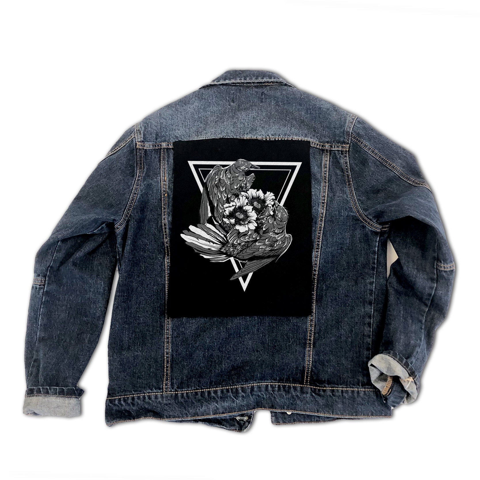 how to sew a back patch on a denim jacket