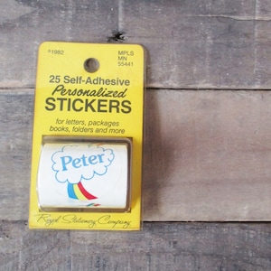 1980&#39;s Set of Peter Personalized &#39;Name&#39; stickers with rainbow design. Perfect for the Peter in your life! Vintage Peter Stickers