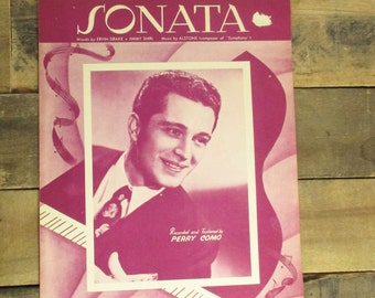 Vintage 1946 'Sonata' by a Young Perry Como, Hot Pink Sheet Music Booklet.