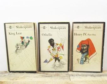 Set of Three 1960's Shakespeare Plays Published by Signet. Vintage Shakespeare Paperback Books with Beautiful, Colorful  Covers.
