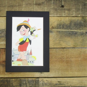 Vintage Pinocchio Print / Illustration, Featuring Pinocchio with Jiminy Cricket on his Shoulder. Perfect Vintage Art for a Disney Nursery!