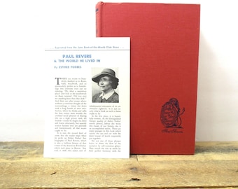Paul Revere and the World He Lived In by Esther Forbes. 1942 Edition with Original Book Club Marketing Insert.