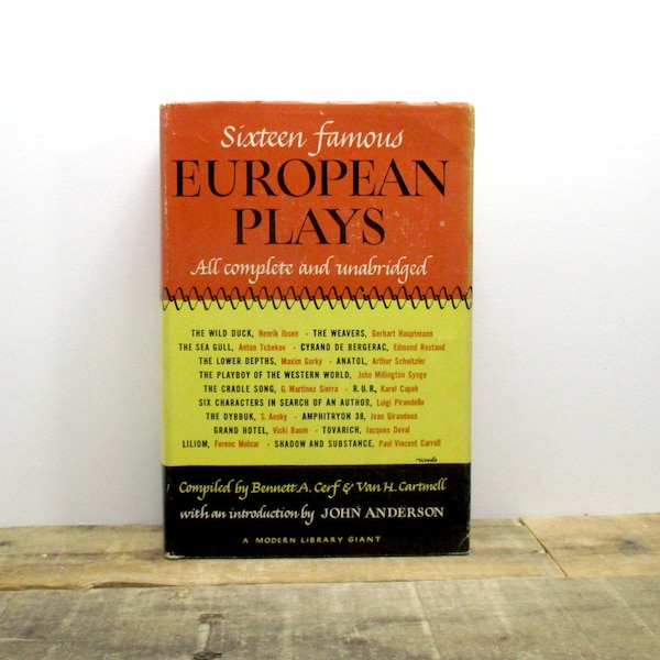 1940s Theater Anthology - 'Sixteen Famous European Plays',  Compiled by Van Henry Cartmell and Bennett Cerf, Published by Modern Library.