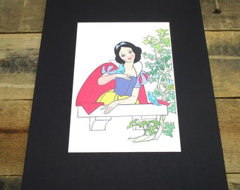Vintage 8 X 10 Snow White Print, With Unique Watercolor Style Art. Great Disney Nursery Art or Disney Princess Gift!
