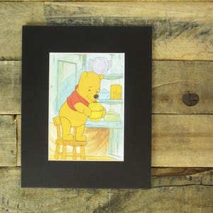 Vintage Winnie the Pooh 8 x 10 Book Print, Featuring Pooh Digging into a Jar of Honey. Matted, Ready to frame - Perfect for a Nursery!