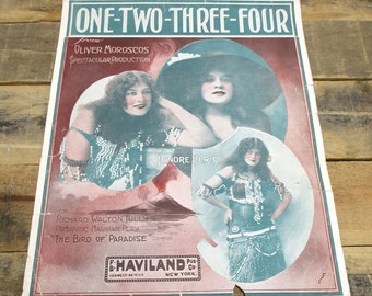 1917 Vintage Sheet Music - BIRD OF PARADISE Sheet Music - "One Two Three Four" starring Lenore Ulric. Vintage Broadway Sheet Music.