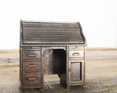 Doll House Roll Top Desk. Vintage Metal Roll Top Desk Miniature by American Greetings Corp. Perfect Addition to an Antique Dollhouse