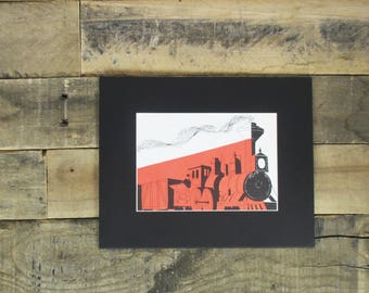 1950's / Mid-Century Posterized Train Illustration from a 1952 Music Book. 8 x 10 Train Print - Perfect for a Vintage Train Nursery!