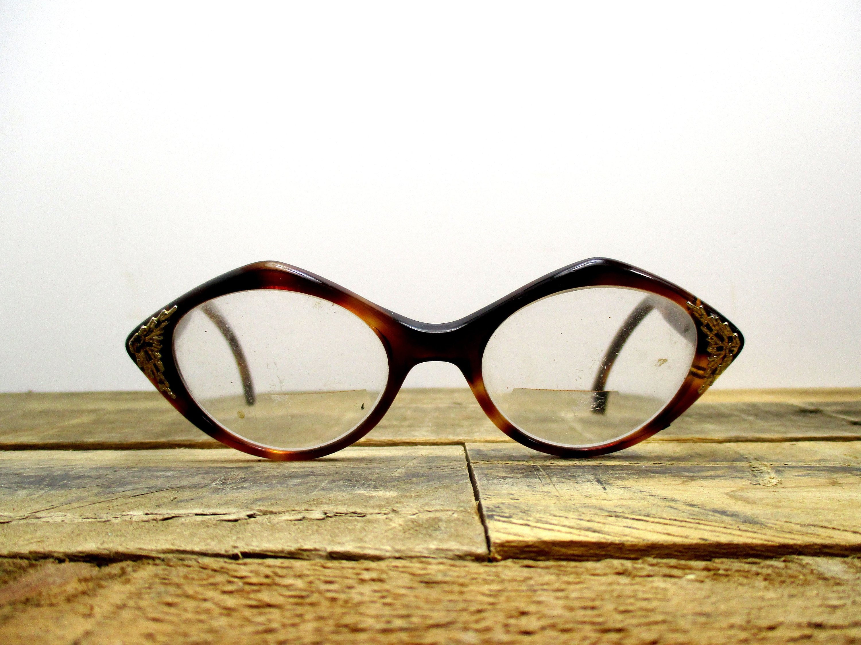 Brown Vintage Cateye Eyeglasses Tortoise Shell Cateye 
