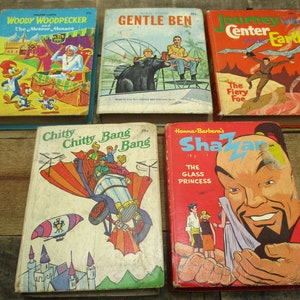 Lot of FIVE Little Big Books - 5 Mini Books from the 1960s and 1970s - including Gentle Ben, Chitty Chitty Bang bang, & Wood Woodpecker!