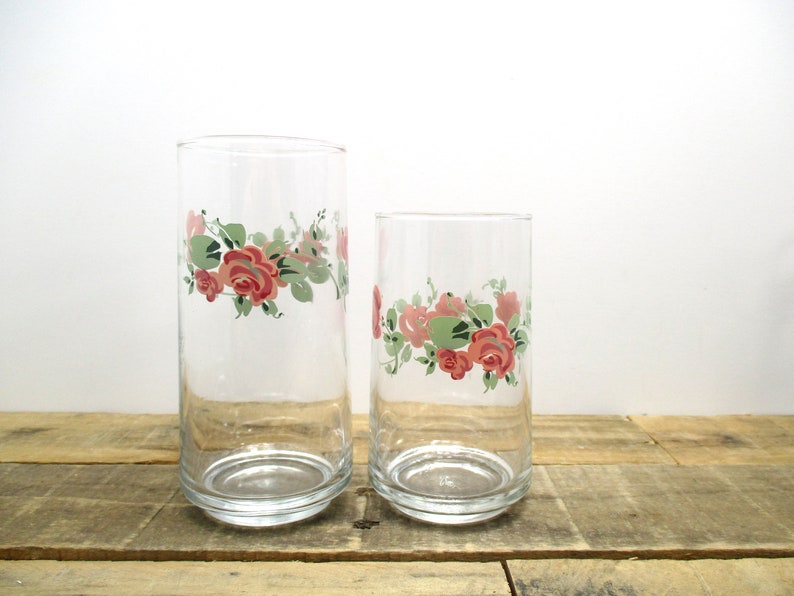 vintage rose drinking glasses
