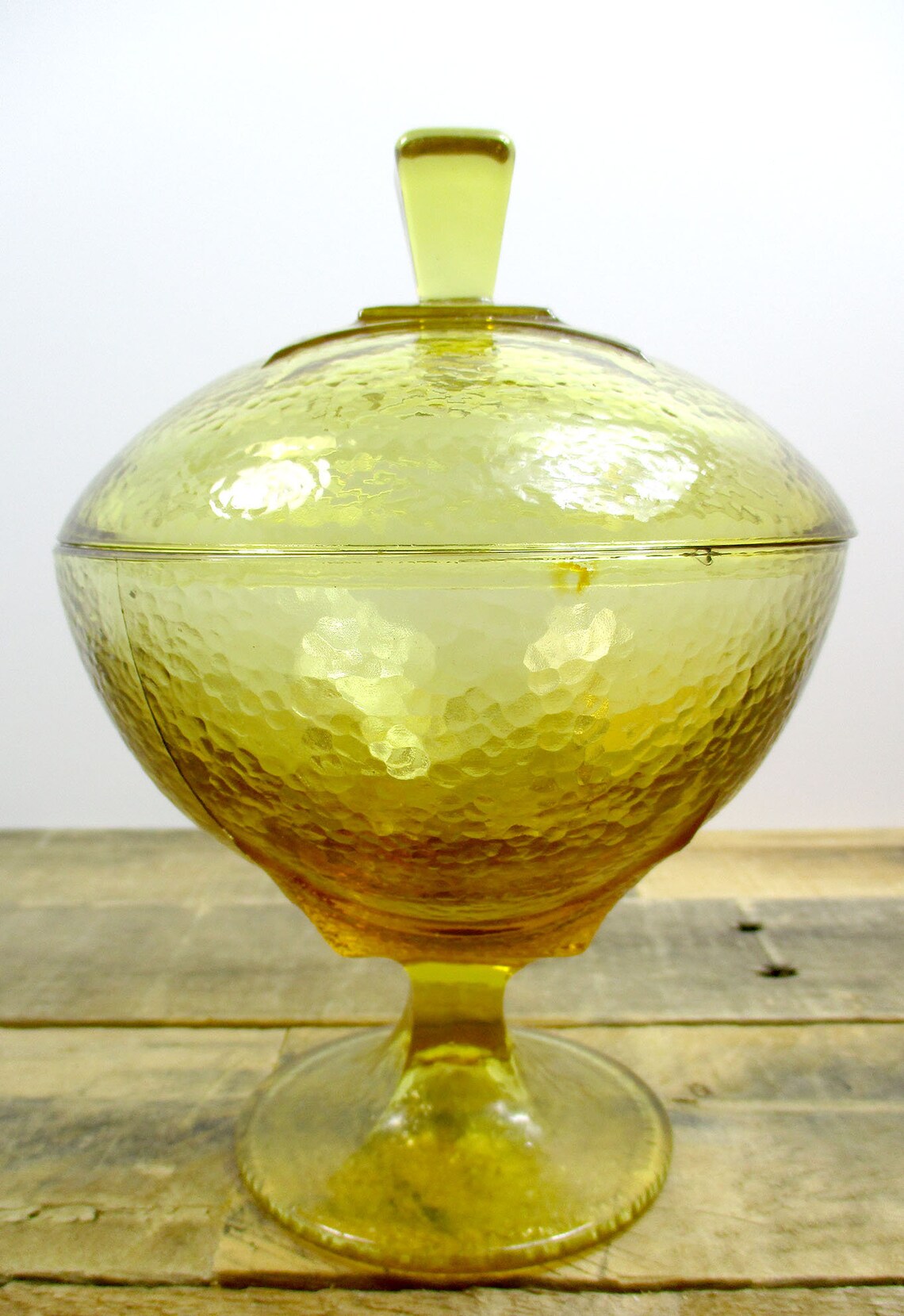 Bright and Sunny Yellow Glass Candy Dish With Lid in Art Deco Etsy