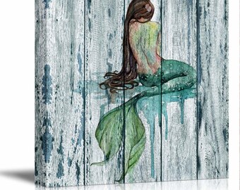 Mermaid Canvas Art Etsy