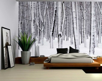 snow covered forest etsy