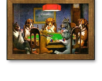 Framed Prints- A Friend in Need (Dogs Playing Poker) by C.M. Coolidge- 16" x 24"