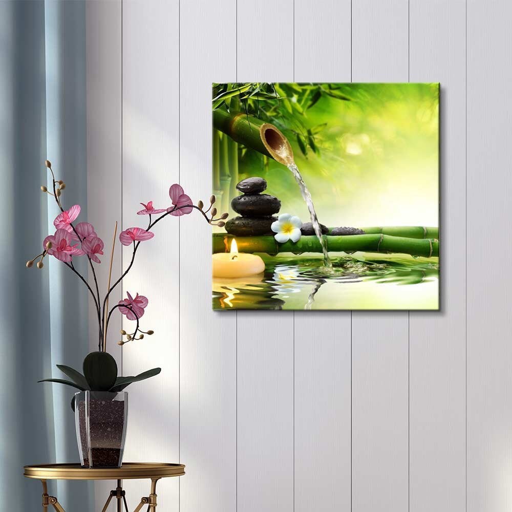 Canvas Wall Art Spa Stones in Garden with Flow Water Etsy