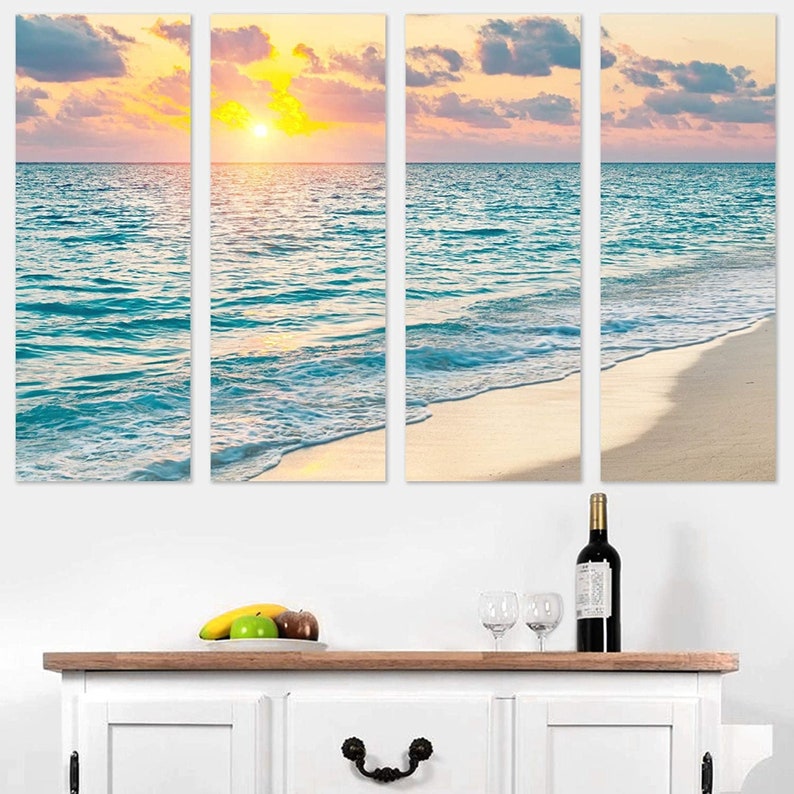 Coastal Print Sunset Wall Art Ocean Print Framed Coastal Art Wall26 Ocean Wall Art Beach Print Beach Wall Art 4 Piece Canvas Wall Art Prints Home Living Safarni Org