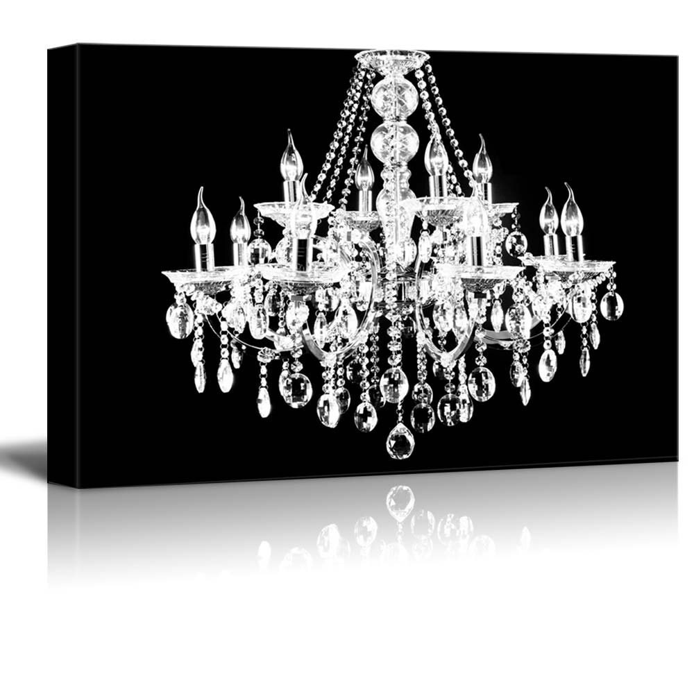 24/"x36/" Crystal Chandelier on Glittering Golden Background Canvas wall26