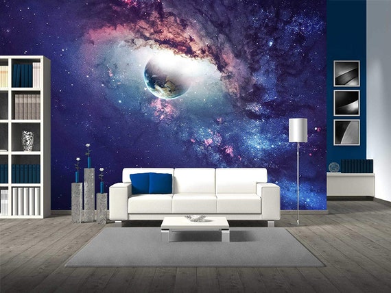Wall26 Universe Wall Mural Planets Wallpaper Stars Wallpaper Etsy