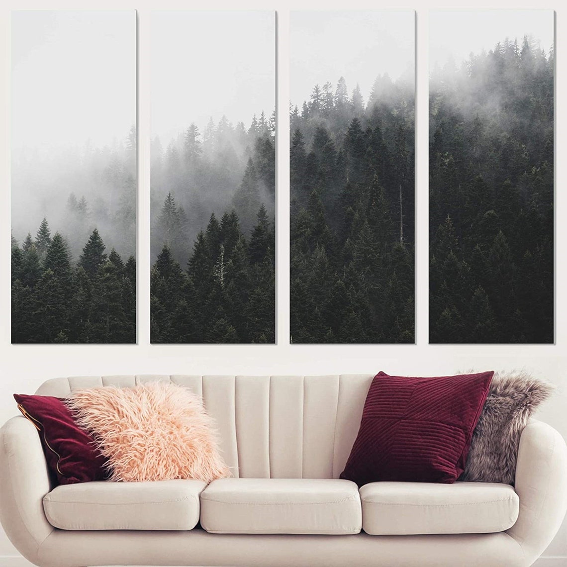 Misty Forest Canvas Wall Art Nature Wall Art Mountain Wall Etsy
