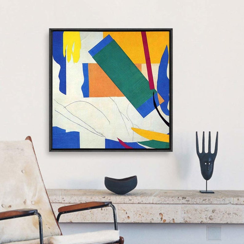 Wall26 Framed Canvas Wall Art Matisse Guitar Girl Canvas Prints Home Artwork Decoration for Living Room,Bedroom