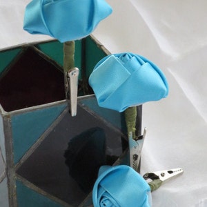 Add in Bouquet Accents Satin roses on Alligator Clips all colors available GREAT to add into fresh floral bouquets bridesmaids bride bouquet