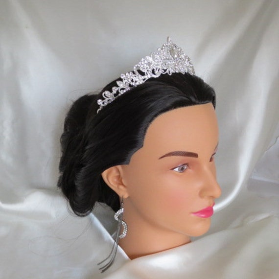 Sweetheart Tiara Crystals Clear Rhinestones Silver Half Crown Wedding Accessories Prom Tiara Wedding Veil Bling Hair Jewlery Princess