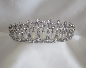 Prinzessin Dianas Liebhaber Knoten Tiara Königliche Hochzeit Tiara Perlen Strass Kristalle Silber Abschlussball Hochzeit Accessoires Brautschleier Bling