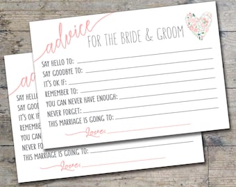 Conseils de douche nuptiale pour la mariée & marié cartes, rose et gris, douche nuptiale activité {4 x 6 téléchargement}