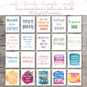 Inspirational Quotes Watercolor Art Bundle - Set of 20 Printables - Wall Art - Office Decor {Instant Digital Download - 8x10 AND 5x7}