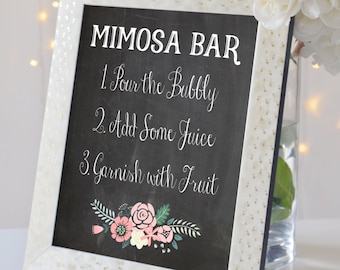 Mimosa Bar Chalkboard Sign, Chalkboard Wedding, Shower ou Brunch Decor {Digital Instant Download - 8x10 and 11x14}
