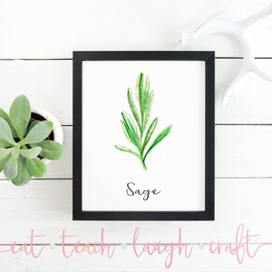 Sage Kitchen Herb Print - DIY Printable Sign - Kitchen Decor - Watercolor Printable Art {INSTANT DOWNLOAD - 5x7 & 8x10}