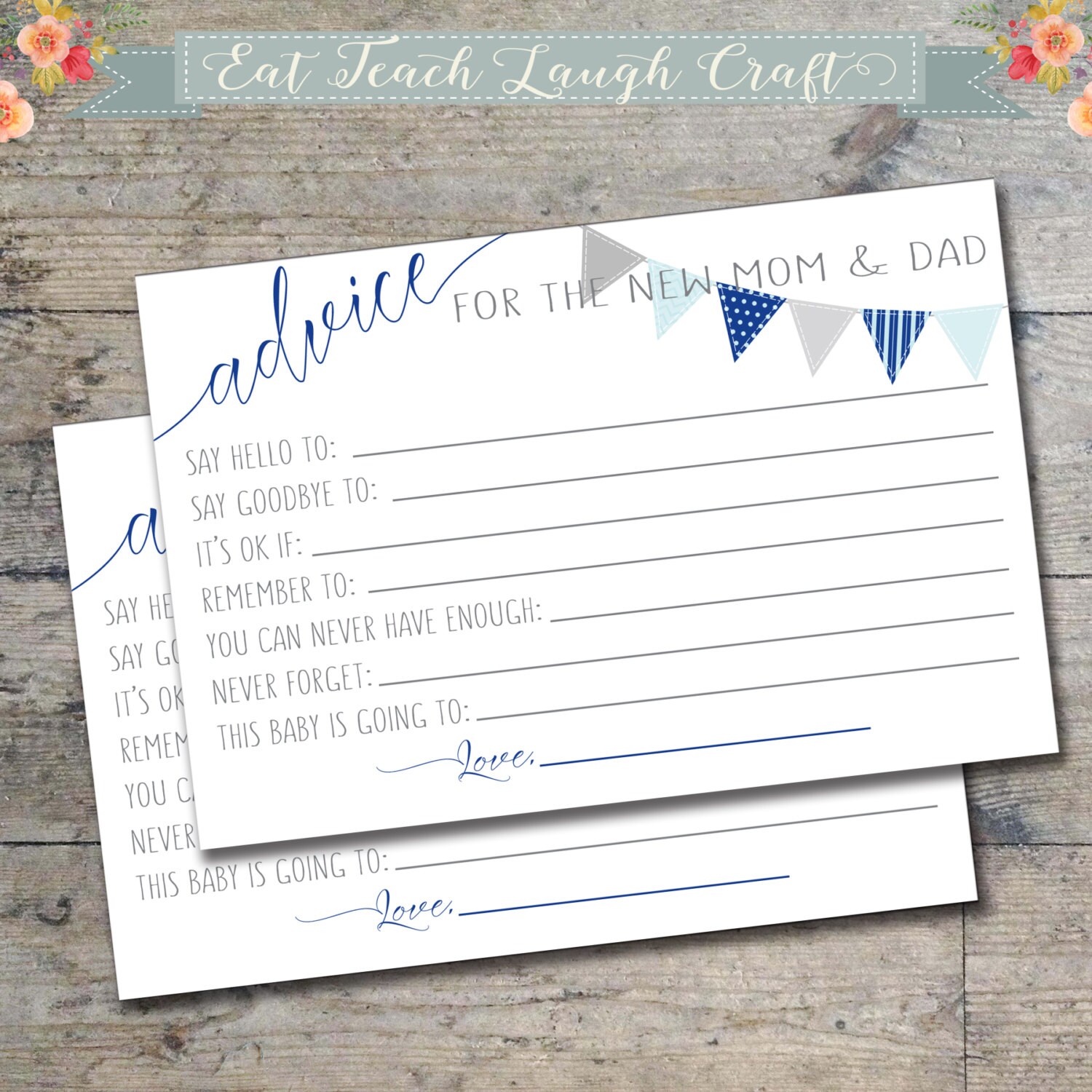 Baby Shower Advice for New Mom and Dad Cards Navy Blue and Etsy