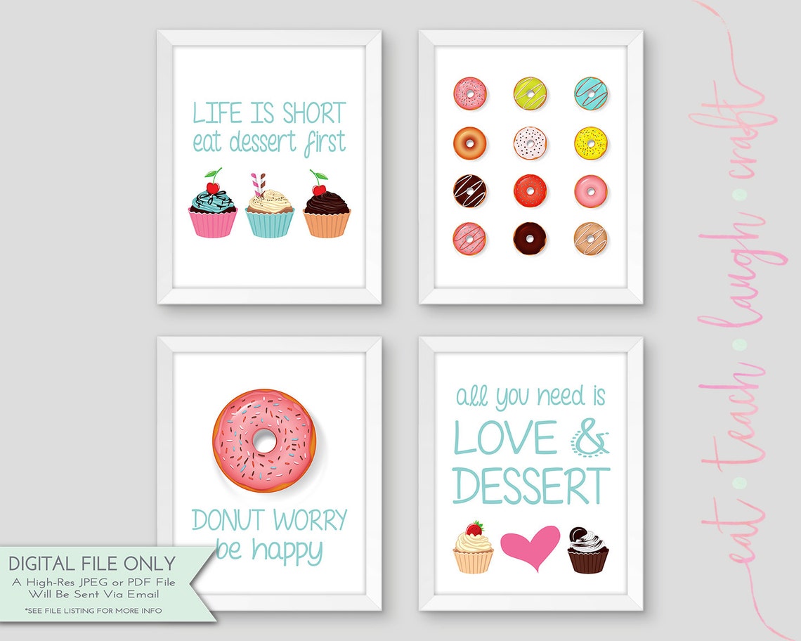 Donut Worry Be Happy DIY Printable Sign Kitchen Dining - Etsy