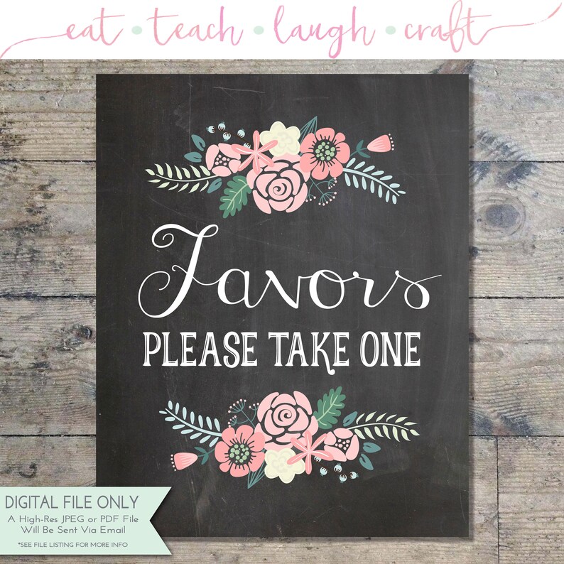 Favors Sign Chalkboard Wedding Printable Sign Bridal Etsy
