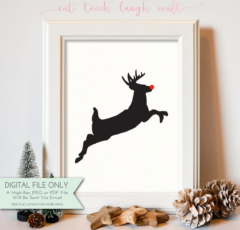 Rudolph Printable Reindeer Print Holiday Print Winter - Etsy