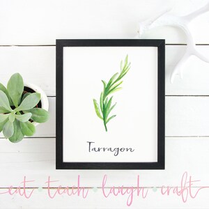 Tarragon Kitchen Herb Print - DIY Printable Sign - Kitchen Decor - Watercolor Printable Art {INSTANT DOWNLOAD - 5x7 & 8x10}