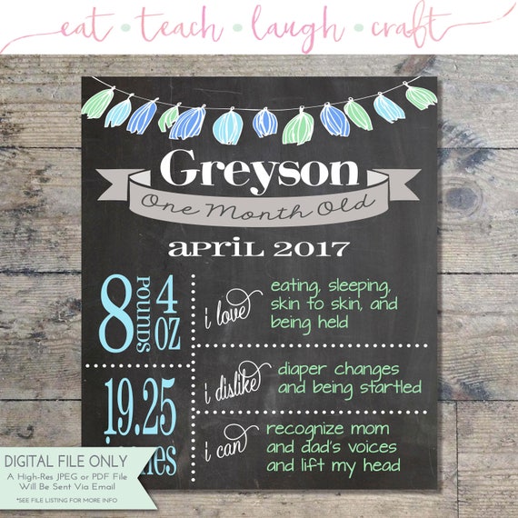 monthly baby milestone chalkboard print monthly printable etsy