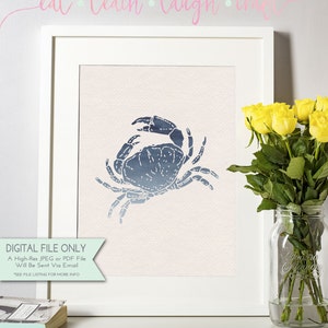 Granchio dell&#39;acquerello stampa - stampa Nautica - Ombre acquerello - decorazione nautica - INSTANT DOWNLOAD File digitale solo {8 x 10}