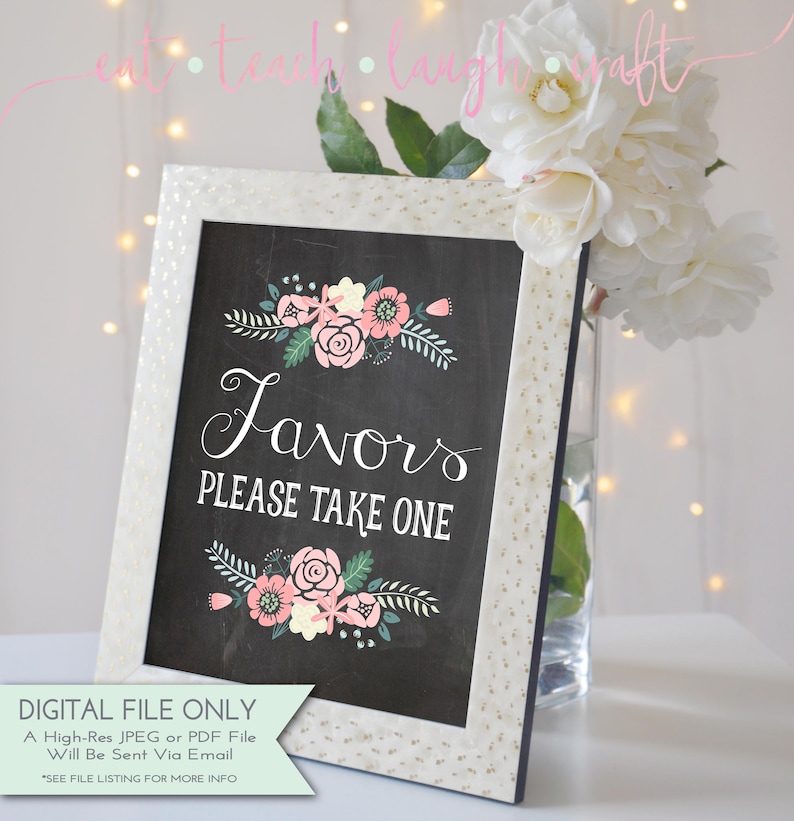 Favors Sign Chalkboard Wedding Printable Sign Bridal Etsy