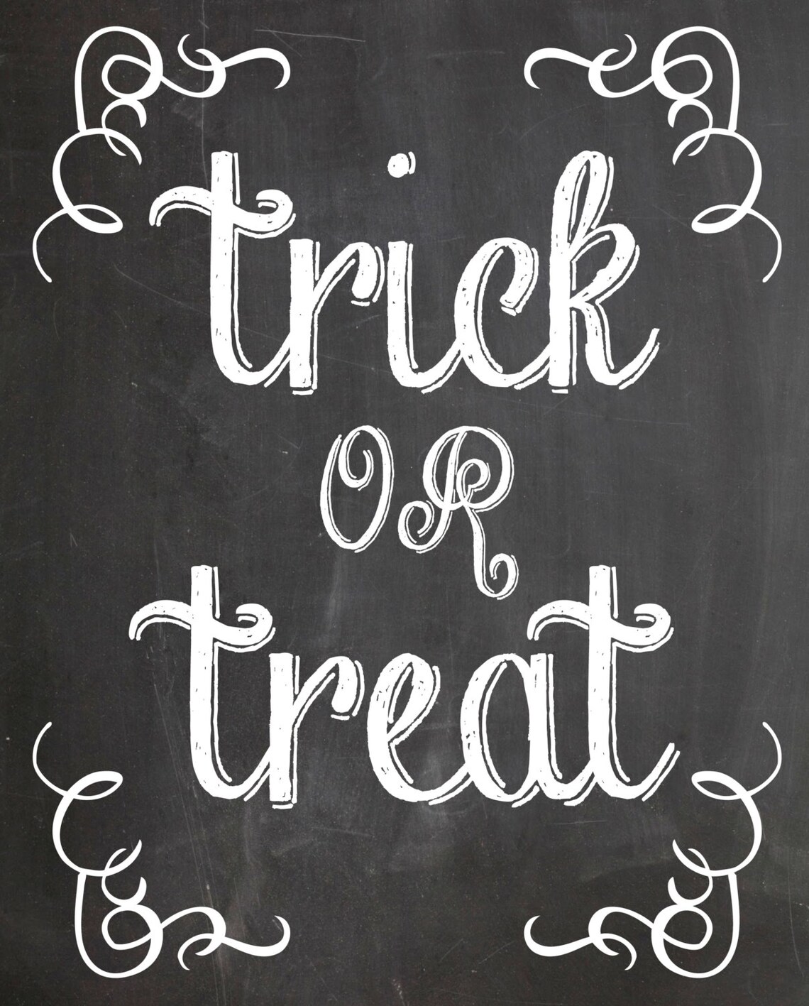 Halloween Chalkboard Printable Trick or Treat Halloween | Etsy