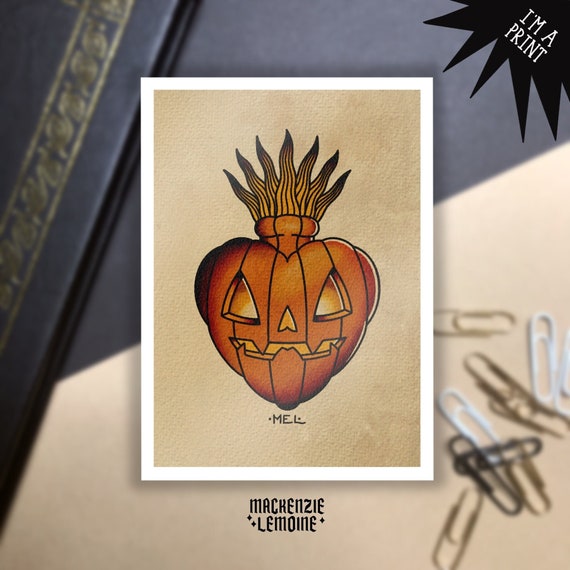 Jack O Lantern Flash Sheet Halloween Tattoo Print Pumpkin Etsy Finland