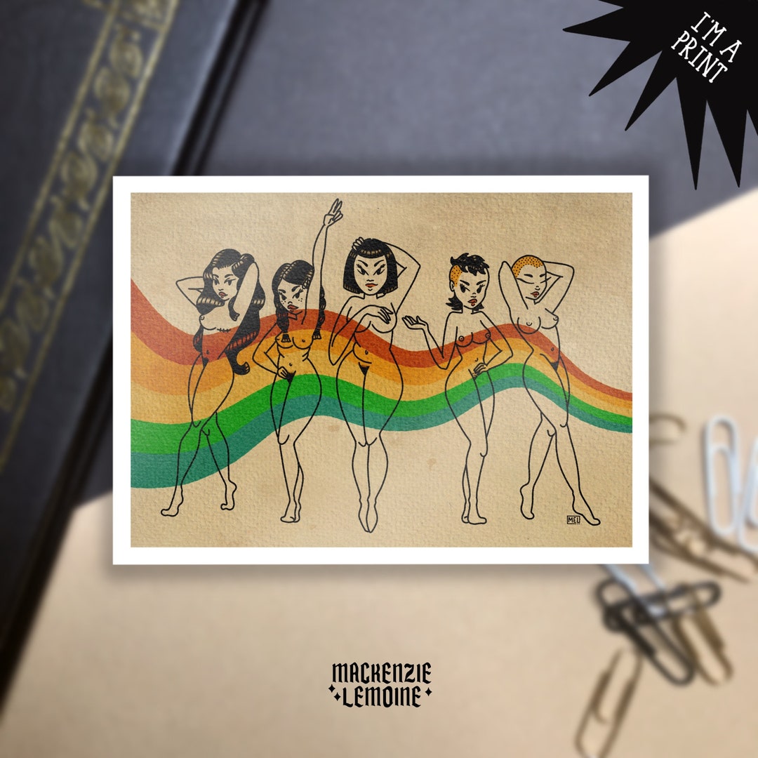 LGBTQ Pinup Flash Sheet Rainbow Tattoo Print Pinup Girl Etsy