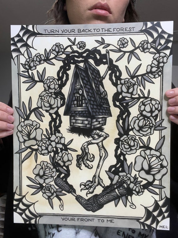 Baba Yaga Flash Folklore Tattoo Flash Print Tattoo Flash - Etsy Canada