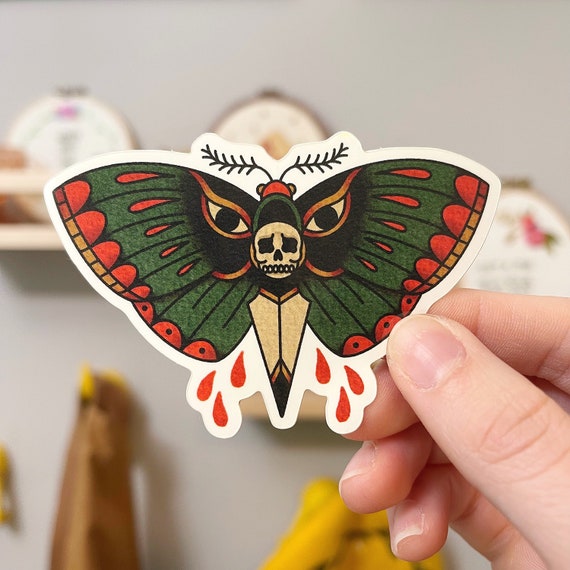 Deathhead Moth Sticker American Traditional Tattoo Sticker - Etsy Deathhead Moth Sticker American Traditional Tattoo Sticker - Etsy