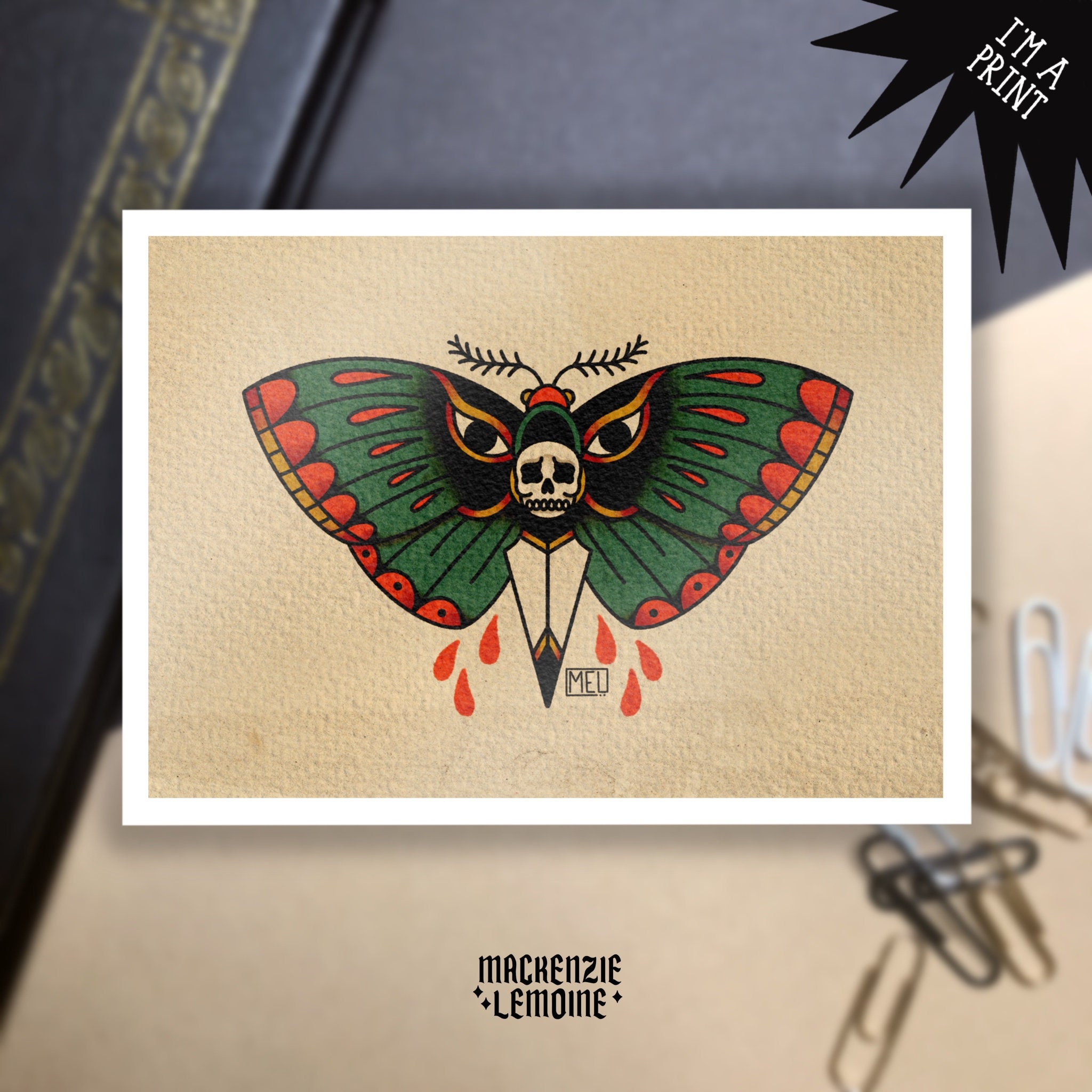 Death Head Moth Tattoo Flash Sheet Dagger Moth Tattoo Print - Etsy Australia