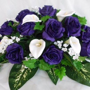 Royal purple wedding table arrangement