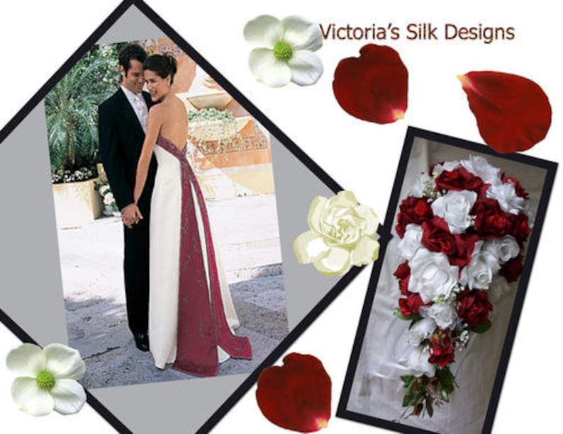 Teardrop cascade bridal red and white bouquet for wedding