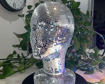 Silver Mirrored Mannequin Head made of hard plastic stands about 16in high Full Body Female Mannequin with Egg Head and Mirrored Chrome  main image 3