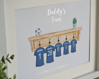 Fathers day football gift - Fathers day print - football print - daddy number 1 print - personalised fathers day gift - Football gift